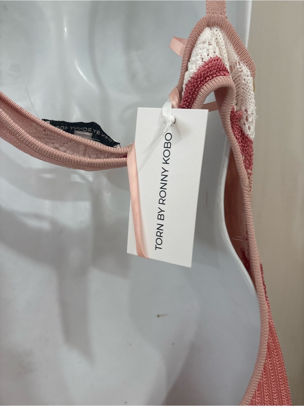 Torn by Ronny Kobo Striped Knit Halter Maxi Dress in Pink & White - Picture 5 of 10